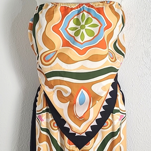 Shein Multicolor Strapless Bandana Top with Matching Wide Pants, Size XL - Picture 2 of 11